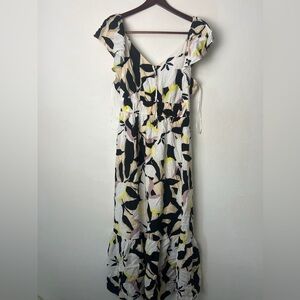 Nine West XL Abstract Floral Maxi Dress | Teacher Brunch Resort Hobo Chic whimsy